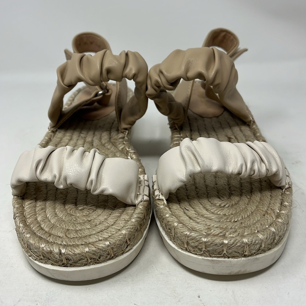 AMERICAN EAGLE ESPADRILLE WEDGE SANDAL VELCRO SLING BACK SOFT VEGAN LEATHER SZ 7 - Picture 5 of 14